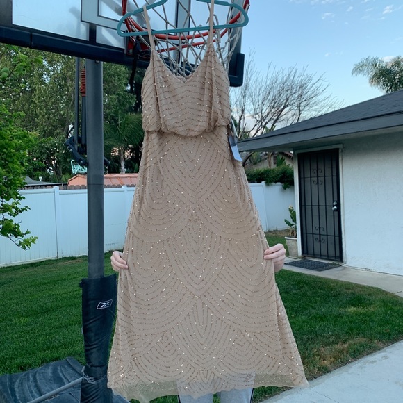 New Adrianna Papell beaded blouson Art Deco gown - Picture 5 of 15